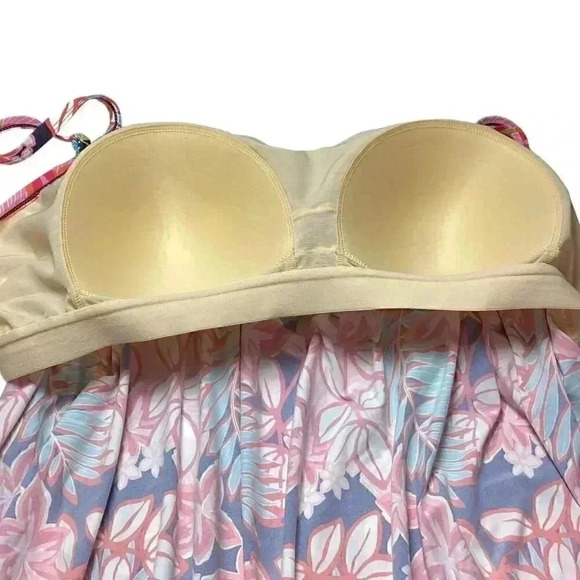 Swimsuits For All Women 24 Floral Scoop Neck Blouson Tankini Swim Top Multicolor - Picture 7 of 12